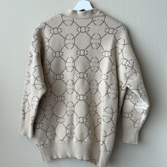 Mango Geometric Print Knit Cardigan, Size S - Picture 3 of 9